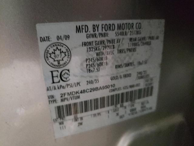 Photo 10 from auction – 2009 FORD EDGE SEL with VIN 2FMDK48C29BA95010
