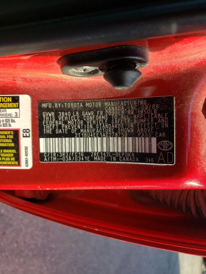 Photo 10 from auction – 2010 TOYOTA COROLLA BA with VIN 2T1BU4EE1AC278759