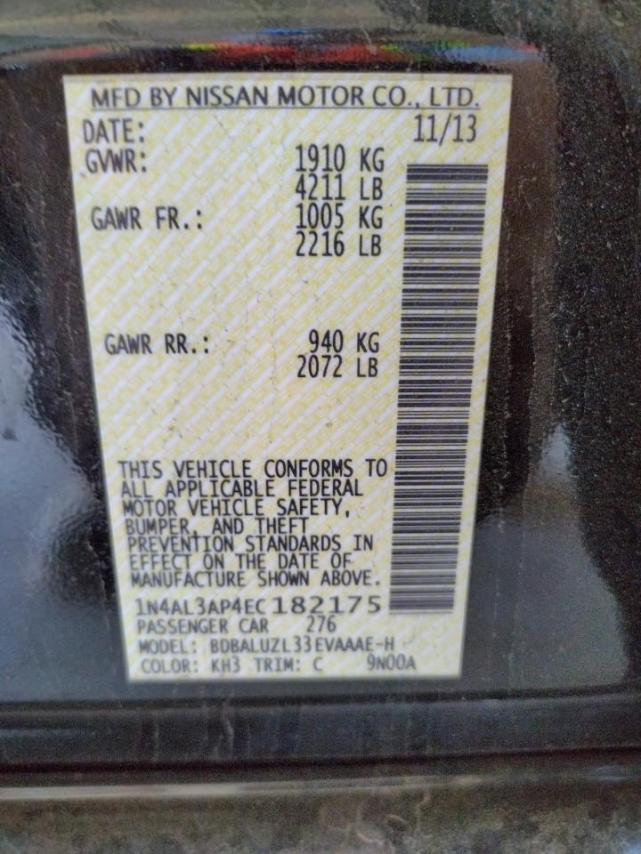 Photo 10 from auction – 2014 NISSAN ALTIMA 2.5 with VIN 1N4AL3AP4EC182175