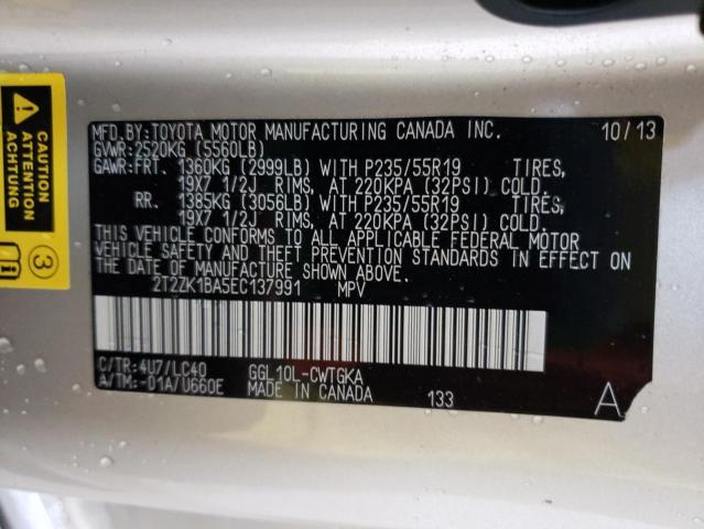 Foto 10 de la subasta – 2014 LEXUS RX 350 con VIN 2T2ZK1BA5EC137991