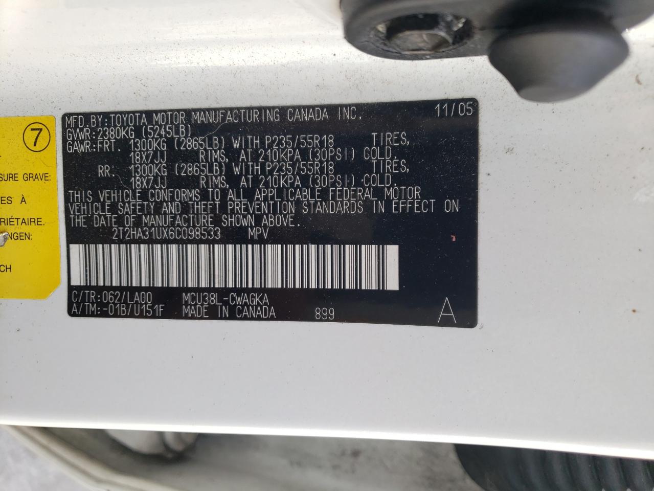 Photo 10 from auction – 2006 LEXUS RX 330 with VIN 2T2HA31UX6C098533