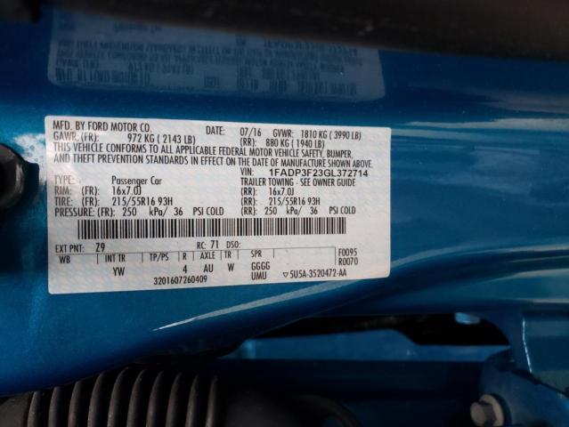 Photo 10 from auction – 2016 FORD FOCUS SE with VIN 1FADP3F23GL372714