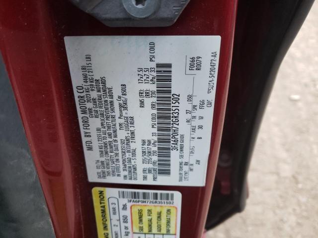 Photo 10 from auction – 2016 FORD FUSION SE with VIN 3FA6P0H72GR351502