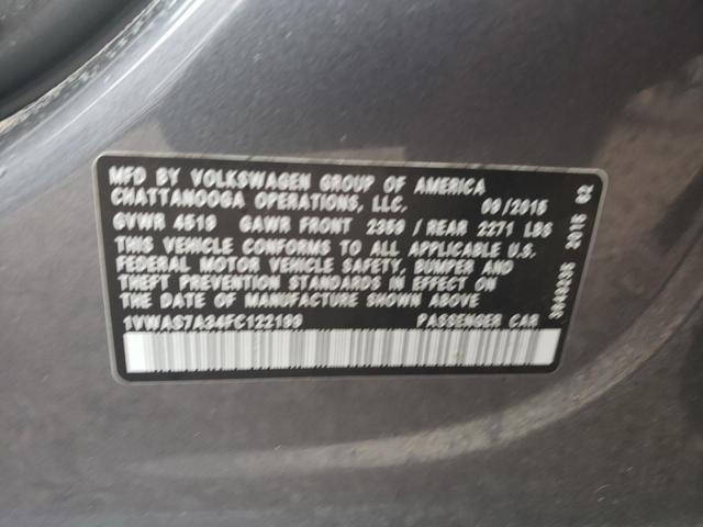 Photo 10 from auction – 2015 VOLKSWAGEN PASSAT S with VIN 1VWAS7A34FC122199