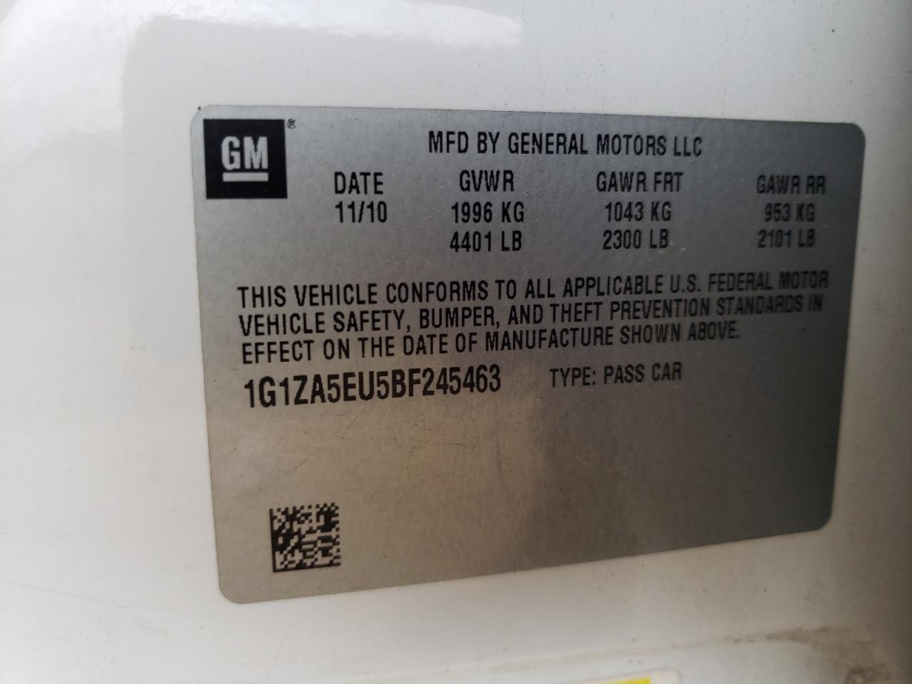 Photo 10 from auction – 2011 CHEVROLET MALIBU LS with VIN 1G1ZA5EU5BF245463