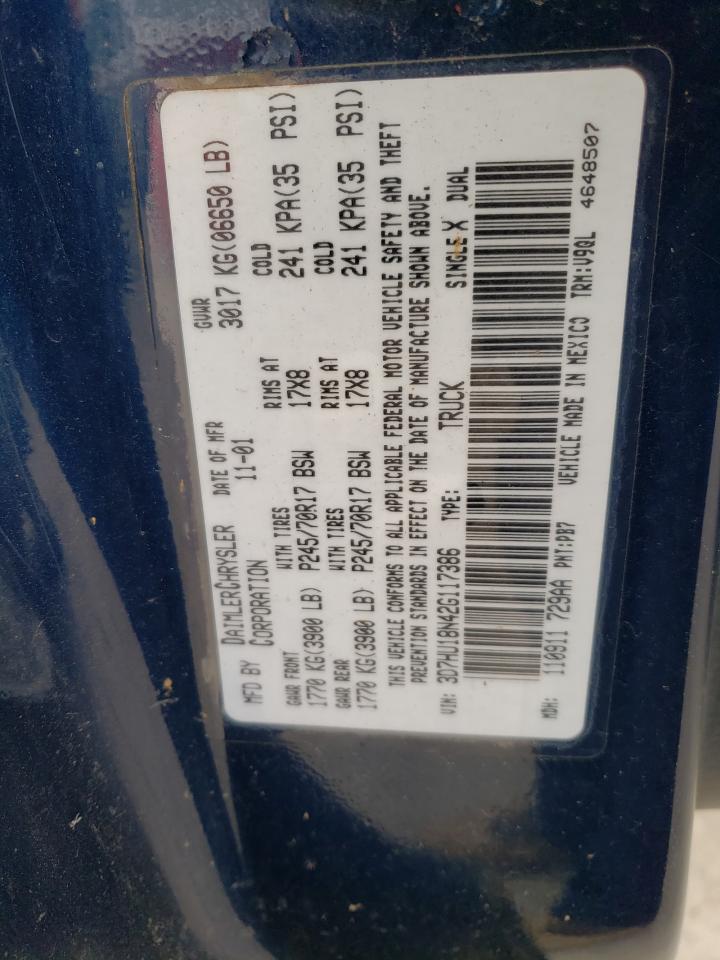 Photo 10 from auction – 2002 DODGE RAM 1500 with VIN 3D7HU18N42G117386