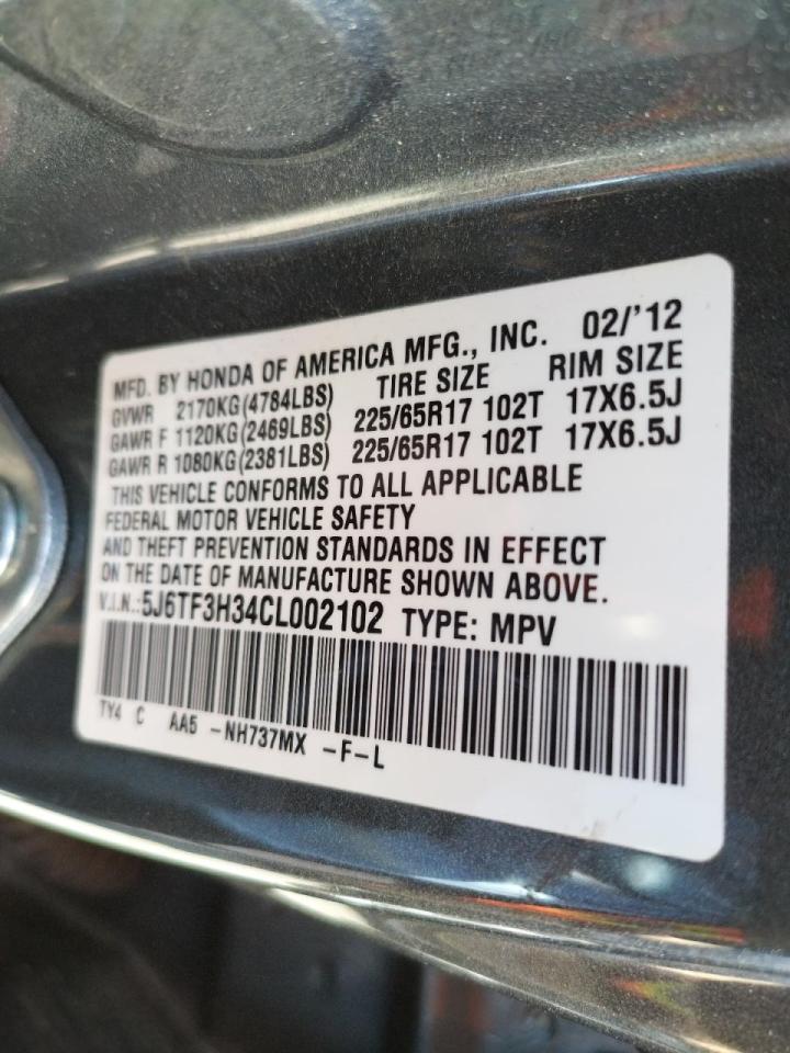 Photo 10 from auction – 2012 HONDA CROSSTOUR with VIN 5J6TF3H34CL002102