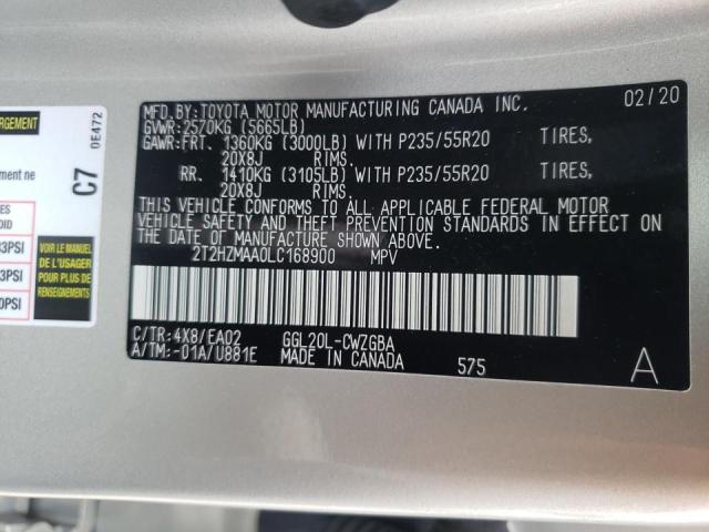 Photo 10 from auction – 2020 LEXUS RX 350 with VIN 2T2HZMAA0LC168900