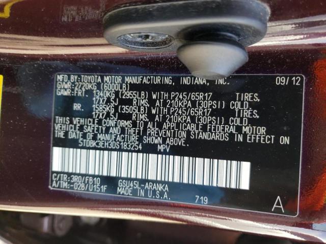Photo 10 from auction – 2013 TOYOTA HIGHLANDER with VIN 5TDBK3EH3DS183254