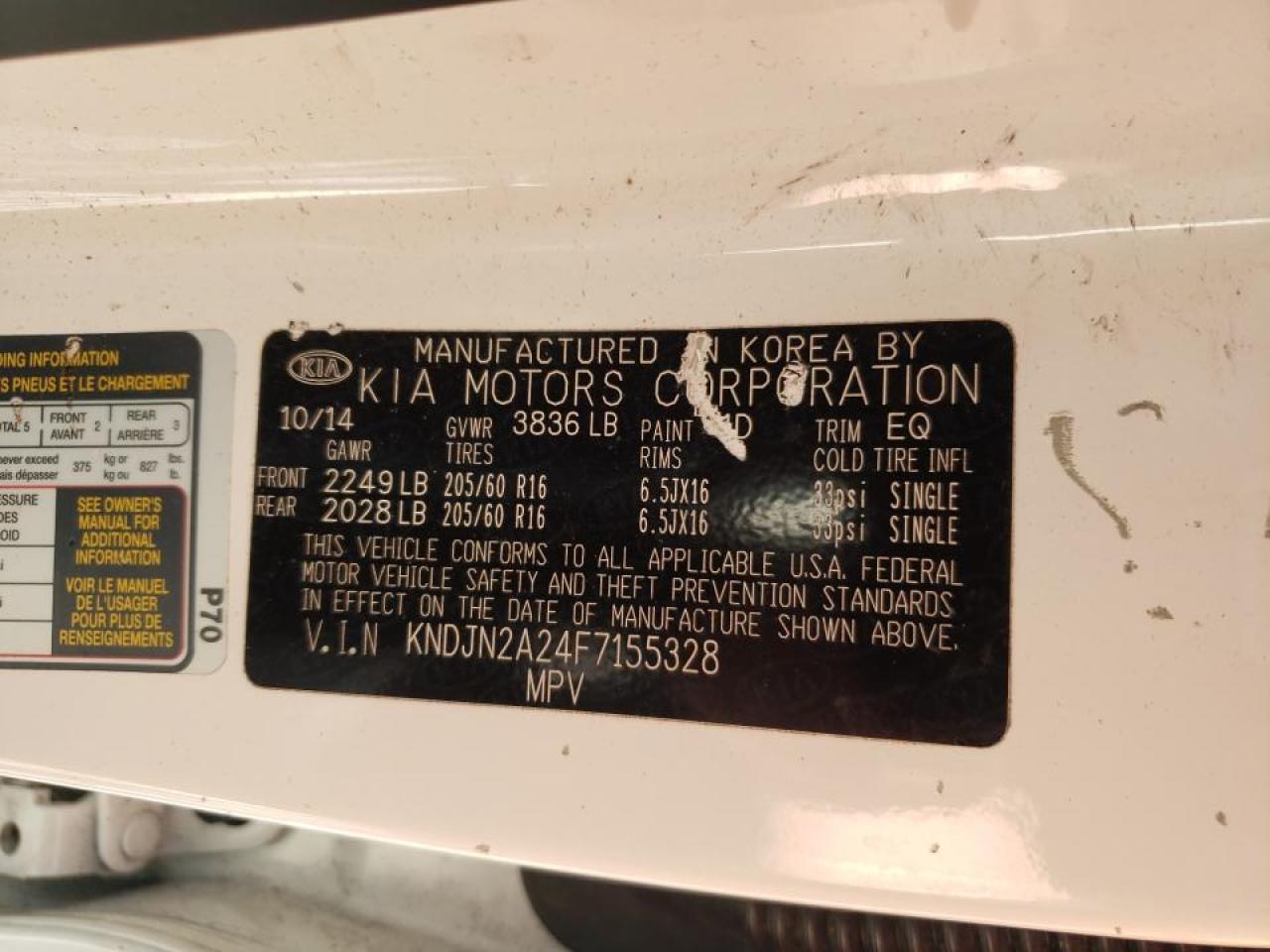 Photo 10 from auction – 2015 KIA SOUL with VIN KNDJN2A24F7155328