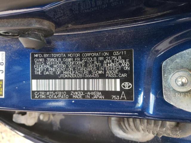 Photo 10 from auction – 2011 TOYOTA PRIUS with VIN JTDKN3DU2B1366435