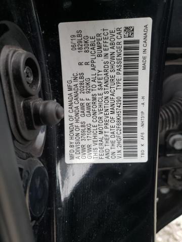 Photo 10 from auction – 2019 HONDA CIVIC LX with VIN 2HGFC2F68KH574290