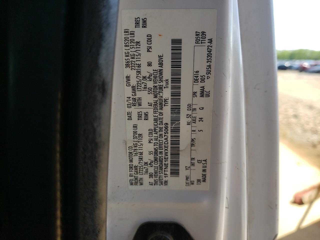 Photo 10 from auction – 2014 FORD ECONOLINE with VIN 1FTNE1EWXEDA75069