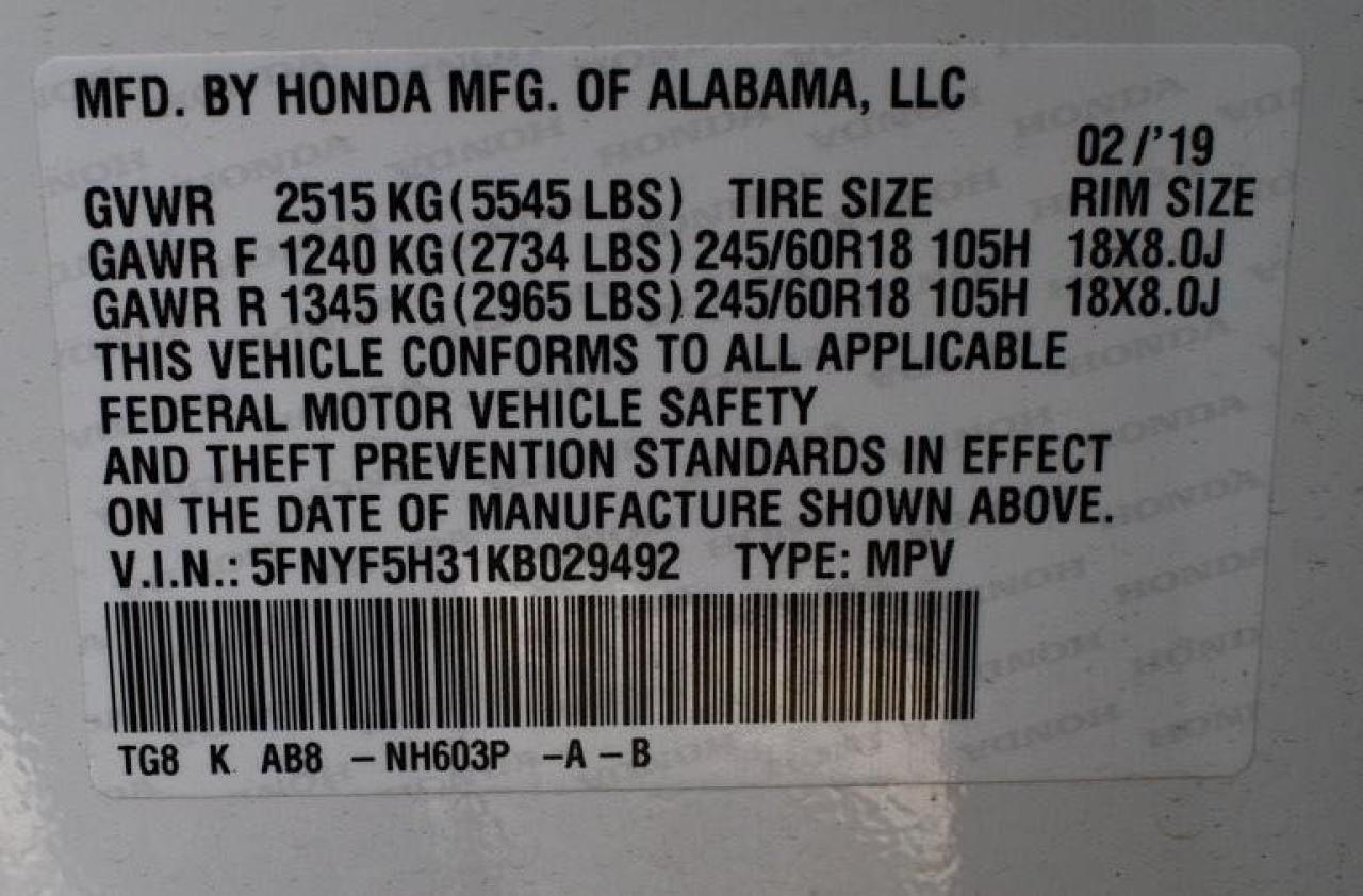 Photo 10 from auction – 2019 HONDA PILOT EX with VIN 5FNYF5H31KB029492