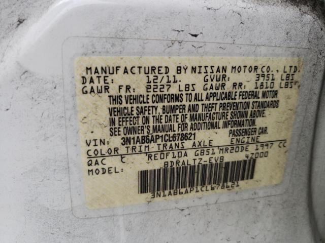 Photo 10 from auction – 2012 NISSAN SENTRA 2.0 with VIN 3N1AB6AP1CL678621