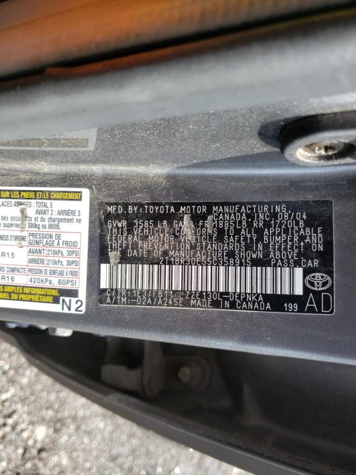 Photo 10 from auction – 2005 TOYOTA COROLLA CE with VIN 2T1BR30E55C358915