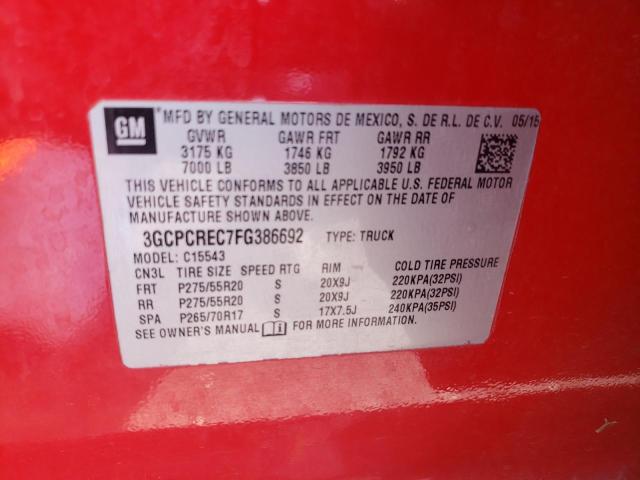 Photo 10 from auction – 2015 CHEVROLET SILVERADO with VIN 3GCPCREC7FG386692