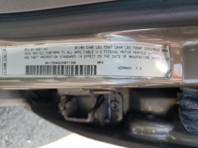 Photo 10 from auction – 2003 AUDI ALLROAD with VIN WA1YD64B23N071398