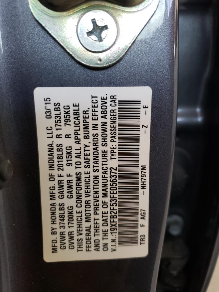 Photo 10 from auction – 2015 HONDA CIVIC LX with VIN 19XFB2F53FE056372