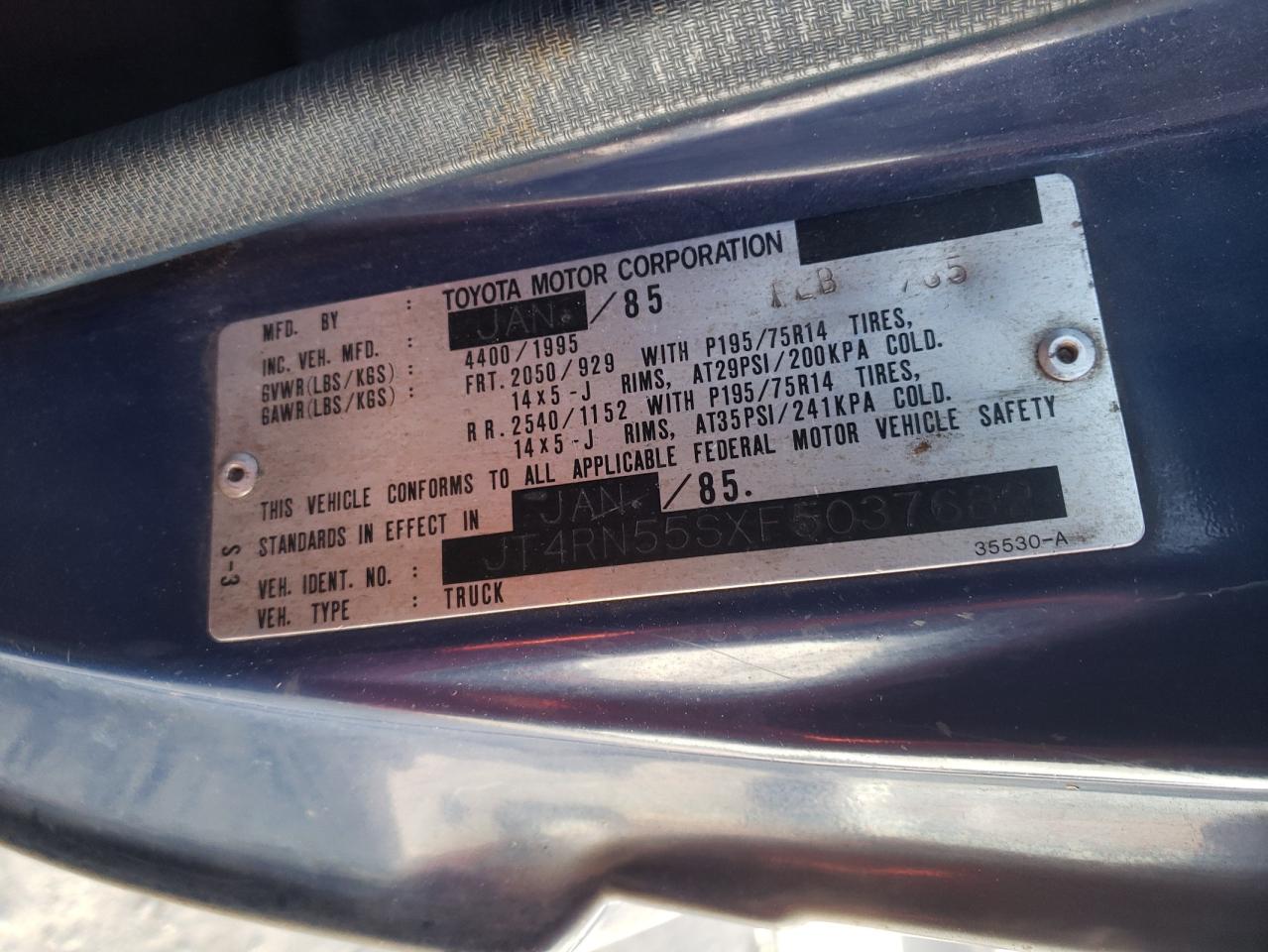 Photo 10 from auction – 1985 TOYOTA OTHER with VIN JT4RN55SXF5037682
