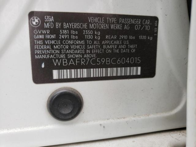 Photo 10 from auction – 2011 BMW 535 I with VIN WBAFR7C59BC604015