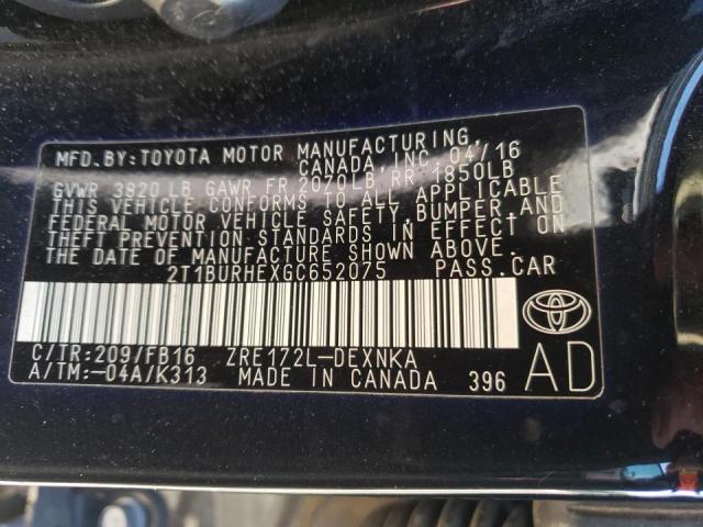 Photo 10 from auction – 2016 TOYOTA COROLLA L with VIN 2T1BURHEXGC652075