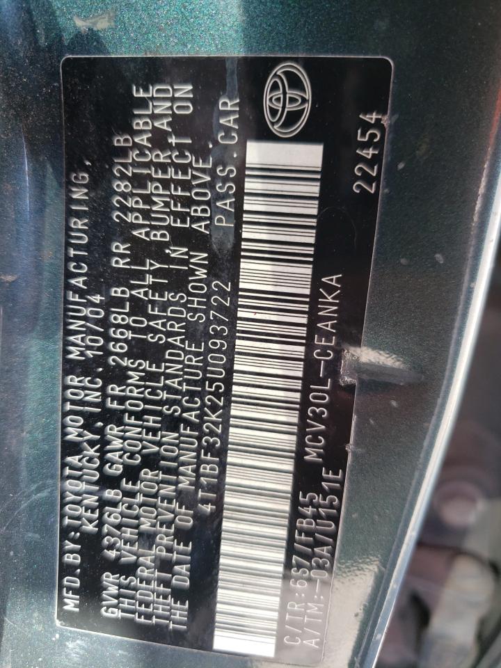 Photo 10 from auction – 2005 TOYOTA CAMRY LE with VIN 4T1BF32K25U093722