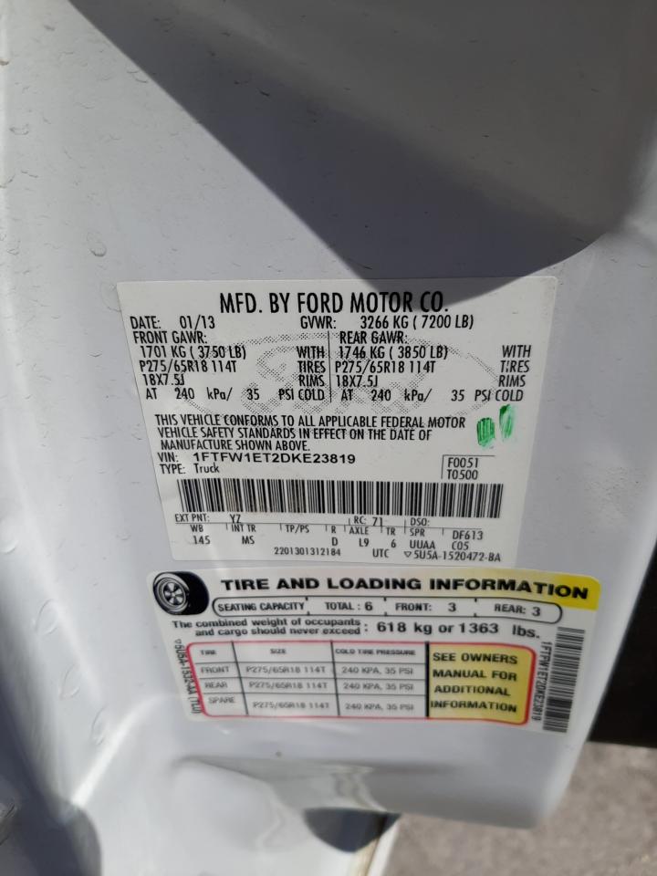 Photo 10 from auction – 2013 FORD F150 SUPER with VIN 1FTFW1ET2DKE23819