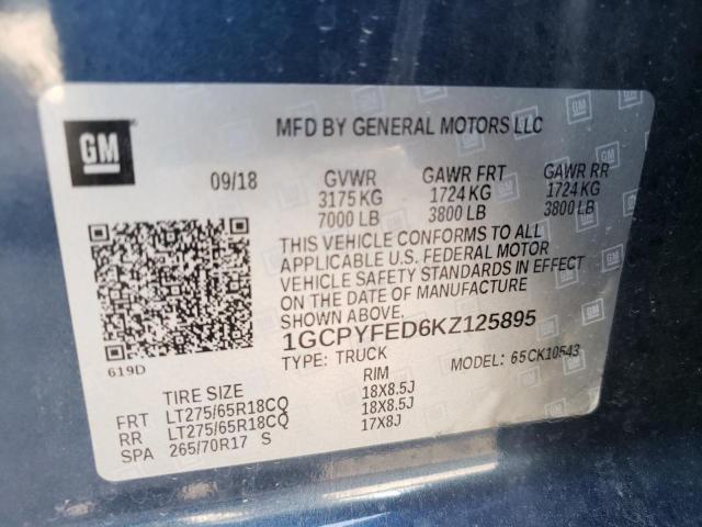 Photo 10 from auction – 2019 CHEVROLET SILVERADO with VIN 1GCPYFED6KZ125895