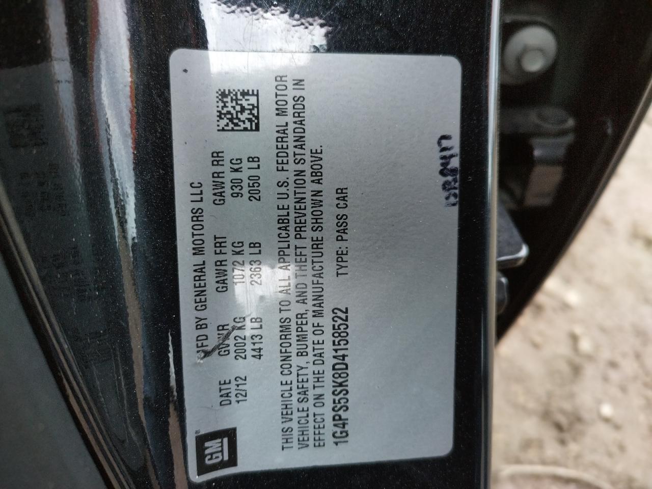 Photo 10 from auction – 2013 BUICK VERANO with VIN 1G4PS5SK8D4158522
