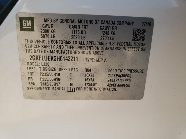 Photo 10 from auction – 2017 GMC TERRAIN SL with VIN 2GKFLUEK5H6142211