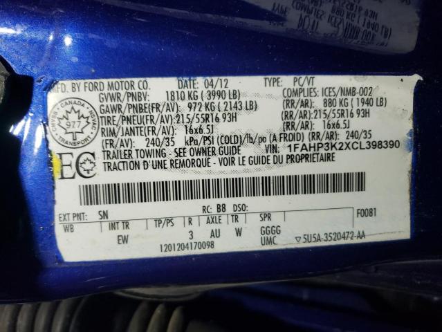 صورة رقم 10 من المزاد - 2012 FORD FOCUS SE مع VIN 1FAHP3K2XCL398390