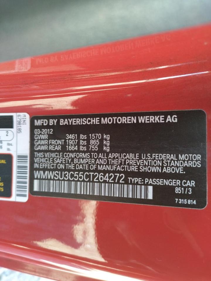 Photo 10 from auction – 2012 MINI COOPER with VIN WMWSU3C55CT264272