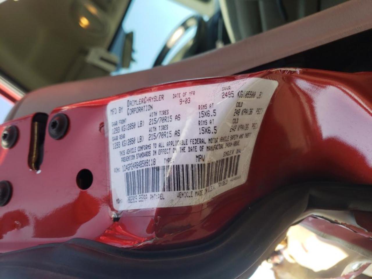 Photo 10 from auction – 2004 DODGE GRAND CARA with VIN 1D4GP24R44B509133