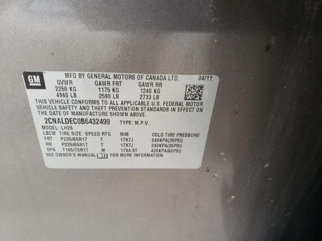 Photo 10 from auction – 2011 CHEVROLET EQUINOX LT with VIN 2CNALDEC0B6432499