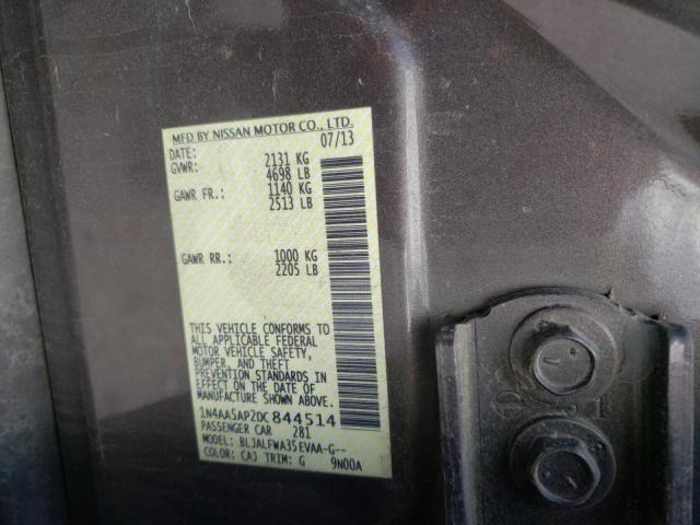 Photo 10 from auction – 2013 NISSAN MAXIMA S with VIN 1N4AA5AP2DC844514