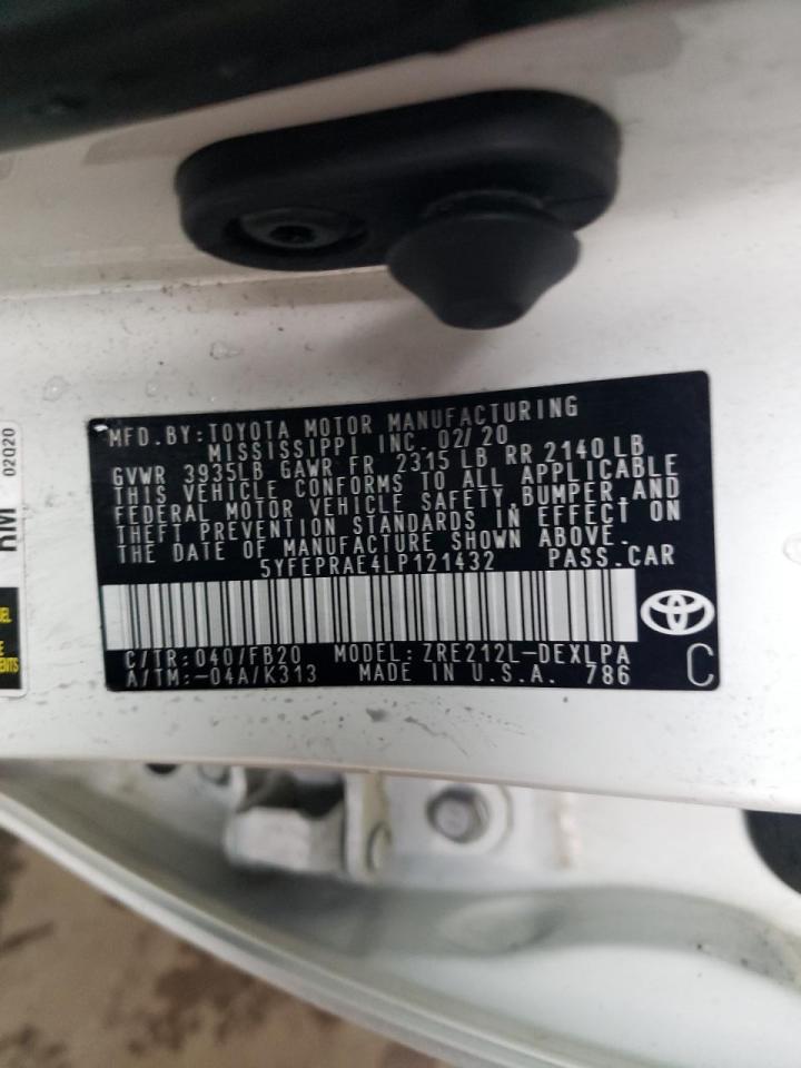 Photo 10 from auction – 2020 TOYOTA COROLLA LE with VIN 5YFEPRAE4LP121432
