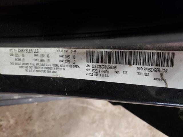 Photo 10 from auction – 2008 CHRYSLER SEBRING LX with VIN 1C3LC46K78N226768
