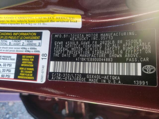 Photo 10 from auction – 2013 TOYOTA AVALON BAS with VIN 4T1BK1EB9DU044883