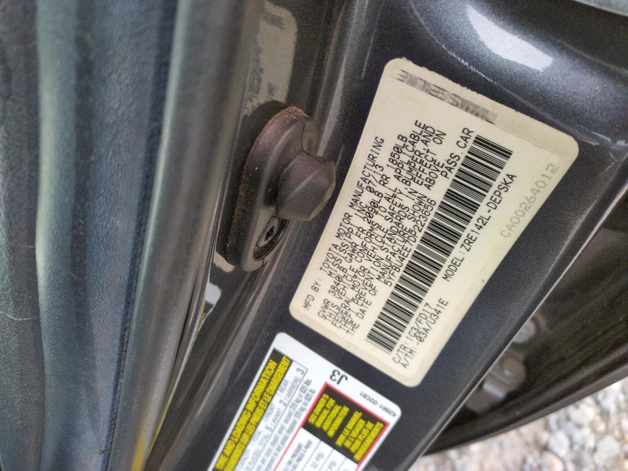 Photo 10 from auction – 2013 TOYOTA COROLLA BA with VIN 5YFBU4EE7DP223656