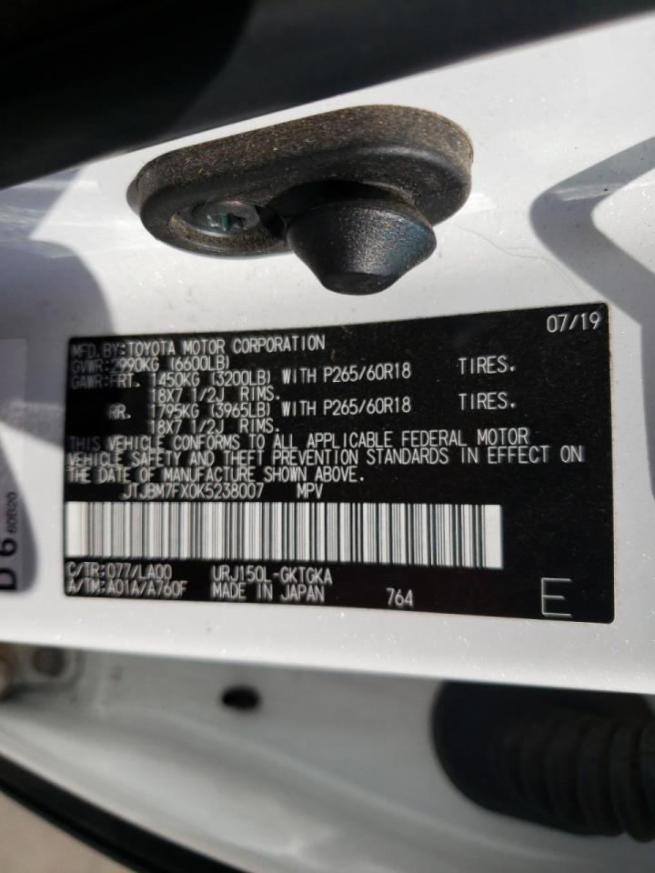 Photo 10 from auction – 2019 LEXUS GX 460 with VIN JTJBM7FX0K5238007