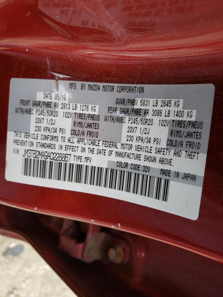 Photo 10 from auction – 2010 MAZDA CX-9 with VIN JM3TB2MA9A0228867