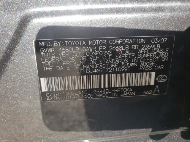 Photo 10 from auction – 2007 LEXUS ES 350 with VIN JTHBJ46G172110991