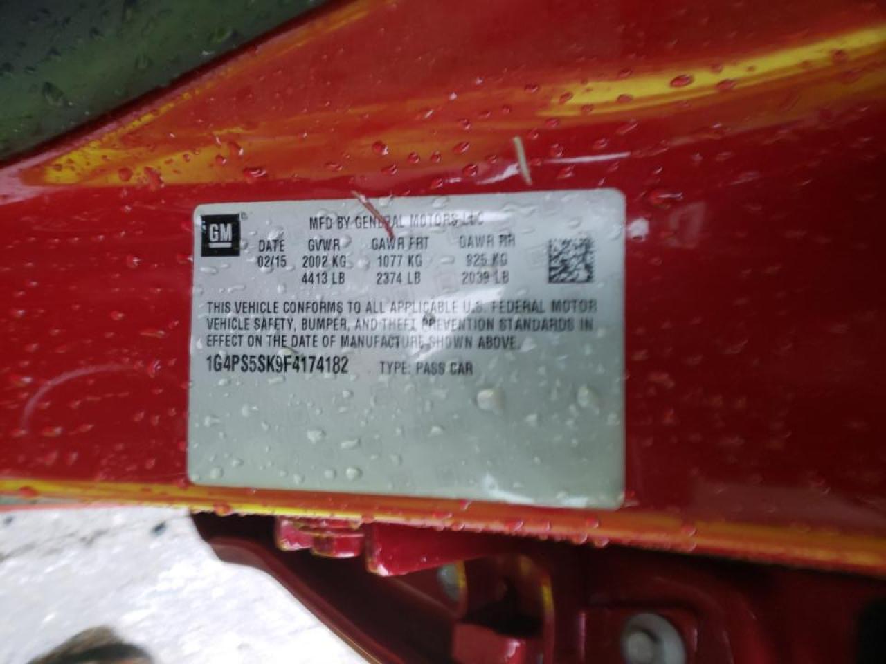 Photo 10 from auction – 2015 BUICK VERANO with VIN 1G4PS5SK9F4174182