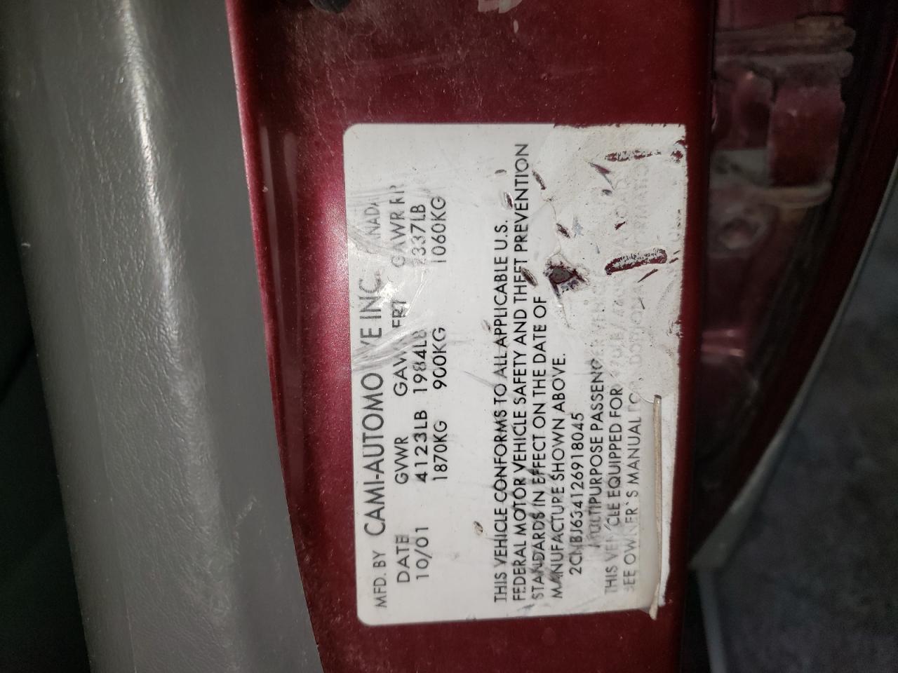 Photo 10 from auction – 2002 CHEVROLET TRACKER LT with VIN 2CNBJ634126918045