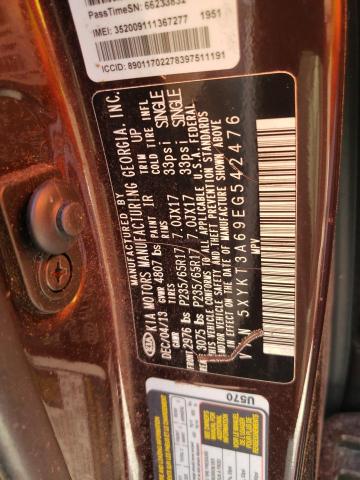 Photo 10 from auction – 2014 KIA SORENTO LX with VIN 5XYKT3A69EG542476
