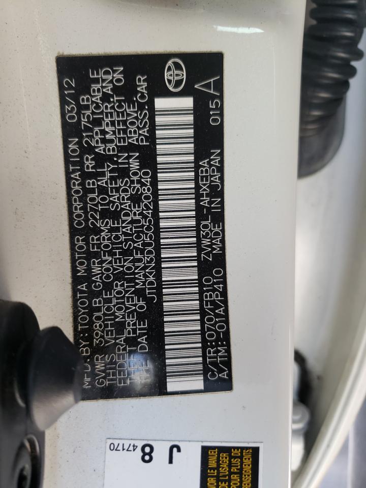 Zdjęcie 10 z aukcji – 2012 TOYOTA PRIUS z VIN JTDKN3DU5C5420840