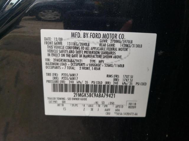 Photo 10 from auction – 2010 FORD FLEX SE with VIN 2FMGK5BC9ABA79421