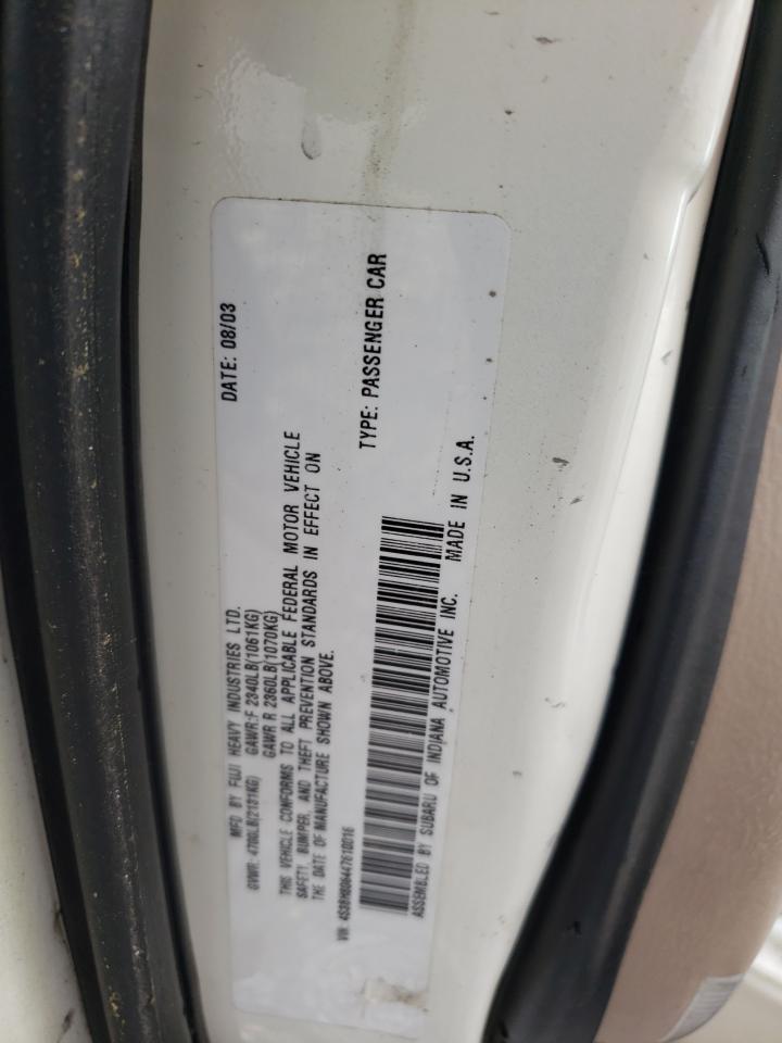 Photo 10 from auction – 2004 SUBARU LEGACY OUT with VIN 4S3BH806447610016
