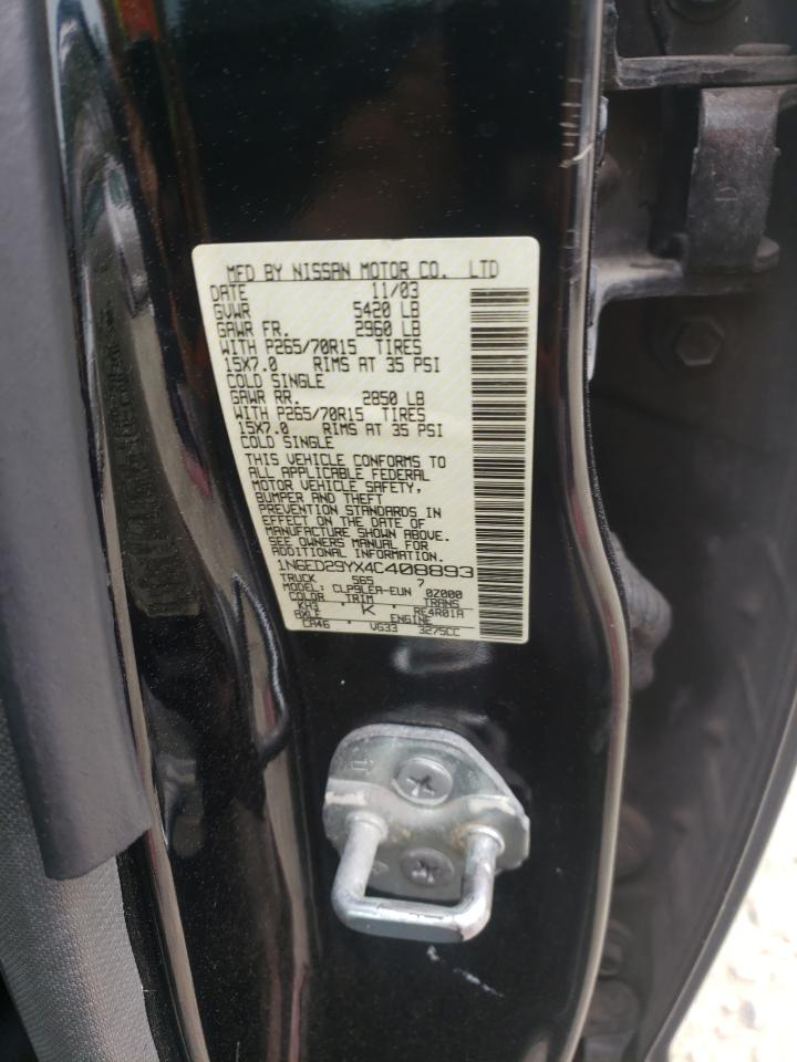 Photo 10 from auction – 2004 NISSAN FRONTIER C with VIN 1N6ED29YX4C408893